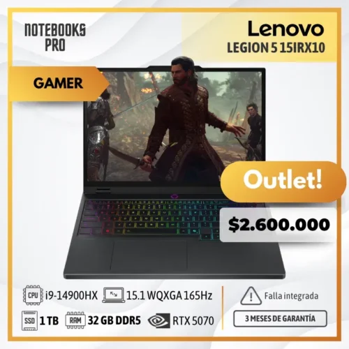 (OUTLET) LENOVO LEGION 5 15IRX10 - i9-14900HX - SSD 1 TB - 32 GB RAM DDR5 - 15.1 WQXGA OLED 165Hz - RTX 5070