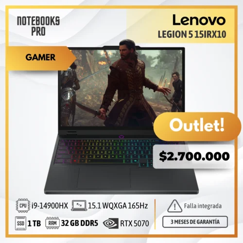(OUTLET) LENOVO LEGION 5 15IRX10 - i9-14900HX - SSD 1 TB - 32 GB RAM DDR5 - 15.1 WQXGA OLED 165Hz - RTX 5070