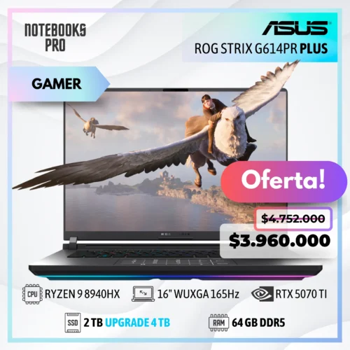 ASUS ROG STRIX G614PR PLUS - RYZEN 9 8940HX - SSD 2 TB - 64 GB RAM DDR5 - 16" WUXGA 165Hz - RTX 5070 TI