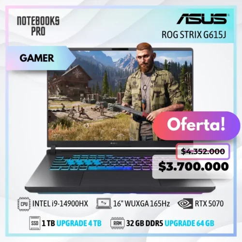 ASUS ROG STRIX G615J - i9-14900HX - SSD 1 TB - 32 GB RAM DDR5 - 16" WUXGA 240Hz - RTX 5070