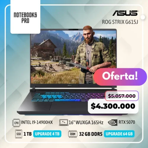 ASUS ROG STRIX G615J - i9-14900HX - SSD 1 TB - 32 GB RAM DDR5 - 16" WUXGA 240Hz - RTX 5070