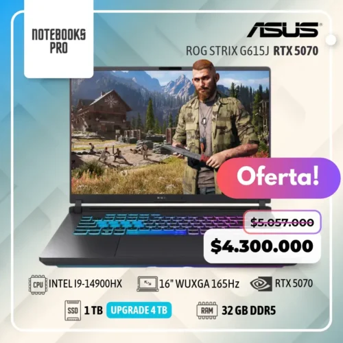 ASUS ROG STRIX G615J - i9-14900HX - SSD 1 TB - 32 GB RAM DDR5 - 16" WUXGA 165Hz - RTX 5070