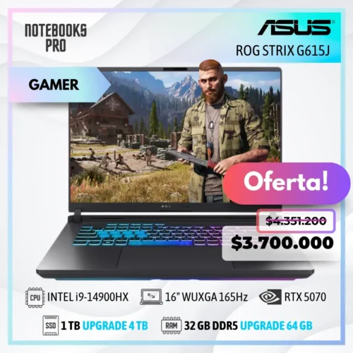 ASUS ROG STRIX G615J - i9-14900HX - SSD 1 TB - 32 GB RAM DDR5 - 16" WUXGA 165Hz - RTX 5070