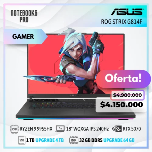 ASUS ROG STRIX G814F - RYZEN 9 9955HX - SSD 1 TB - 32 GB RAM DDR5 - RTX 5070 - 18" WQXGA IPS 240Hz