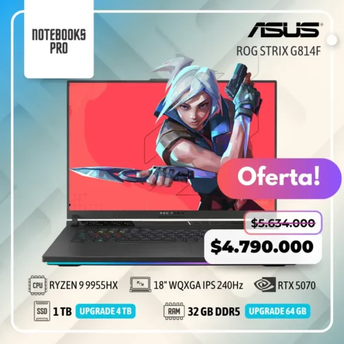 ASUS ROG STRIX G814F - RYZEN 9 9955HX - SSD 1 TB - 32 GB RAM DDR5 - RTX 5070 - 18" WQXGA IPS 240Hz