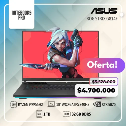ASUS ROG STRIX G814F - RYZEN 9 9955HX - SSD 1 TB - 32 GB RAM DDR5 - RTX 5070 - 18" WQXGA IPS 240Hz