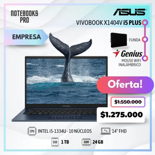 ASUS VIVOBOOK X1404V PLUS - i5-1334U - SSD 1 TB - 24 GB RAM - 14" FHD - 10 Núcleos