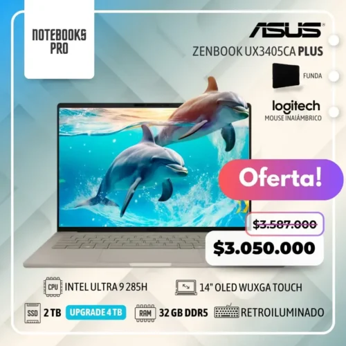 ASUS ZENBOOK UX3405CA PLUS - INTEL CORE ULTRA 9 285H - SSD 2 TB - 32 GB RAM DDR5 - 14" OLED WUXGA Touch