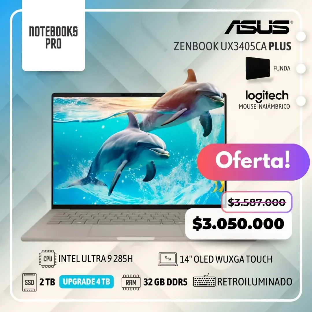 ASUS ZENBOOK UX3405CA PLUS - INTEL CORE ULTRA 9 285H - SSD 2 TB - 32 GB RAM DDR5 - 14" OLED WUXGA Touch