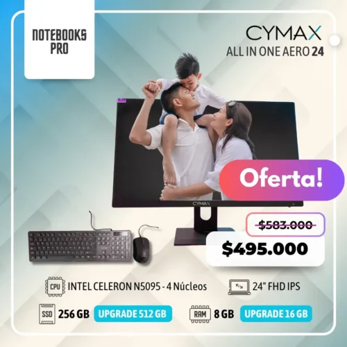 CYMAX AERO N5095 ALL IN ONE - INTEL CELERON N5095 - SSD 256 GB - 8 GB RAM - 24" FHD IPS - 4 Núcleos