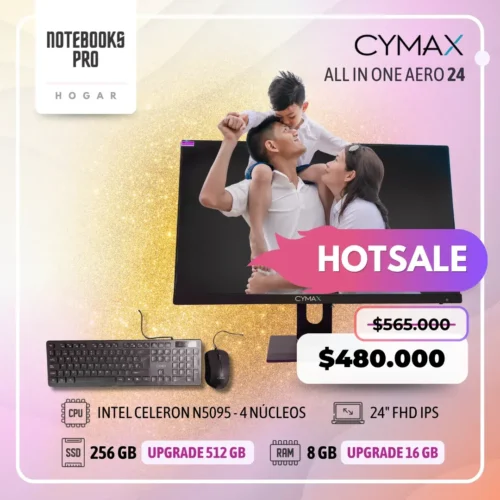 CYMAX AERO N5095 ALL IN ONE - INTEL CELERON N5095 - SSD 256 GB - 8 GB RAM - 24" FHD IPS - 4 Núcleos