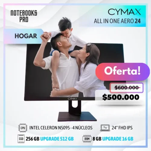 CYMAX AERO N5095 ALL IN ONE - INTEL CELERON N5095 - SSD 256 GB - 8 GB RAM - 24" FHD IPS - 4 Núcleos