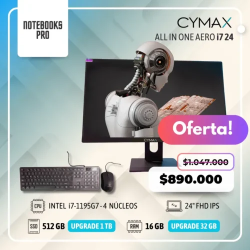 CYMAX AERO i7 ALL IN ONE - i7-1195G7 - SSD 512 GB - 16 GB RAM - 24" FHD IPS - 4 Núcleos