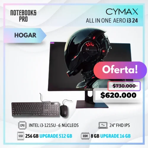 CYMAX AERO i3 ALL IN ONE - i3-1215U - SSD 256 GB - 8 GB RAM - 24" FHD IPS - 6 Núcleos