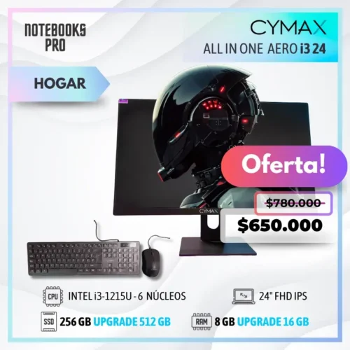 CYMAX AERO i3 ALL IN ONE - i3-1215U - SSD 256 GB - 8 GB RAM - 24" FHD IPS - 6 Núcleos