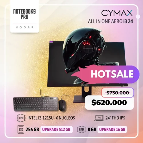 CYMAX AERO i3 ALL IN ONE - i3-1215U - SSD 256 GB - 8 GB RAM - 24" FHD IPS - 6 Núcleos