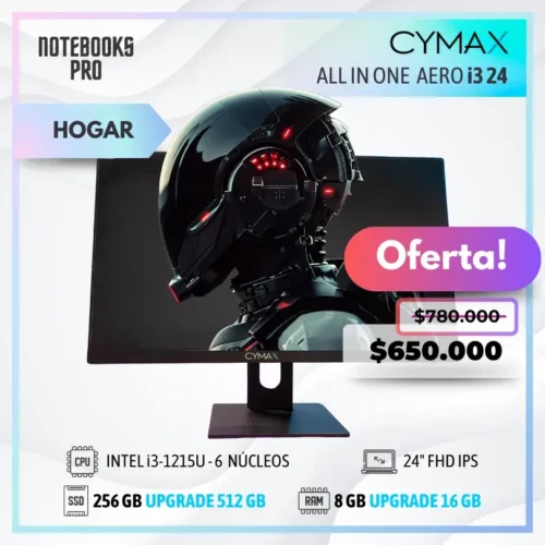 CYMAX AERO i3 ALL IN ONE - i3-1215U - SSD 256 GB - 8 GB RAM - 24" FHD IPS - 6 Núcleos