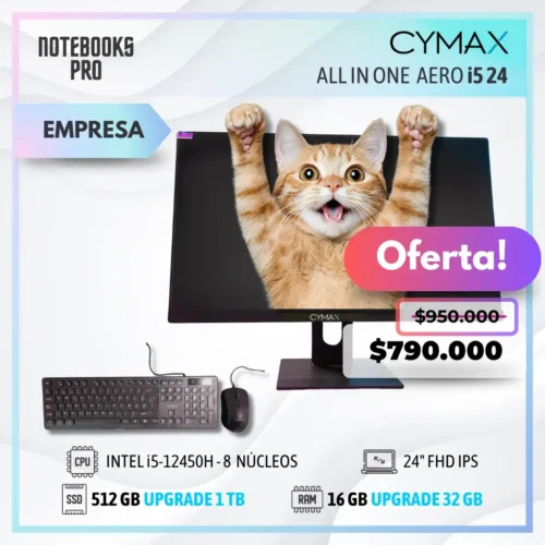 CYMAX AERO i5 ALL IN ONE - i5-12450H - SSD 512 GB - 16 GB RAM - 24" FHD IPS - 8 Núcleos