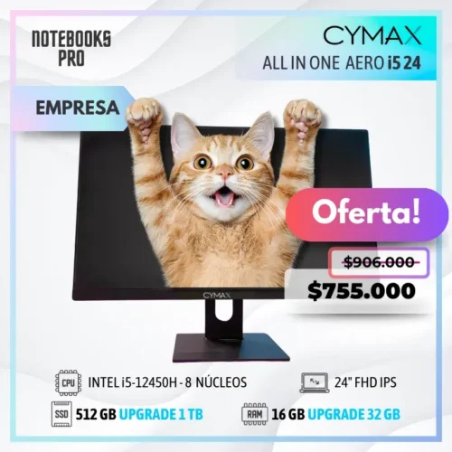 CYMAX AERO i5 ALL IN ONE - i5-12450H - SSD 512 GB - 16 GB RAM - 24" FHD IPS - 8 Núcleos