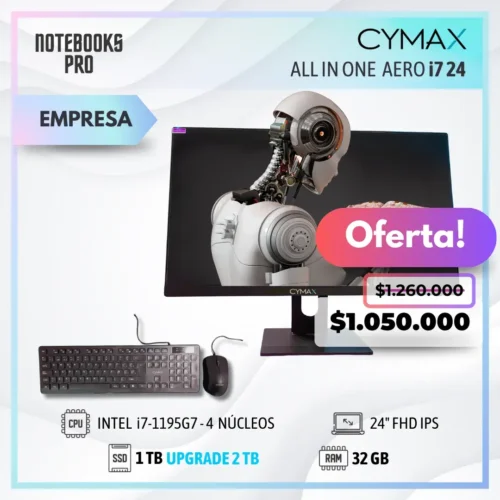 CYMAX AERO i7 ALL IN ONE - i7-1195G7 - SSD 1 TB - 32 GB RAM - 24" FHD IPS - 4 Núcleos