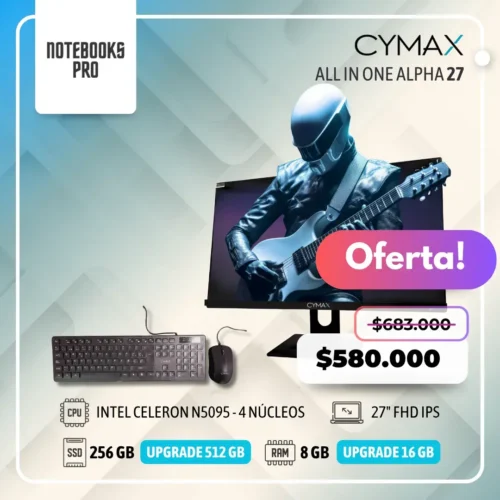 CYMAX ALPHA INTEL CELERON N5095 ALL IN ONE - SSD 256 GB - 8 GB RAM - 27" FHD IPS - 4 Núcleos