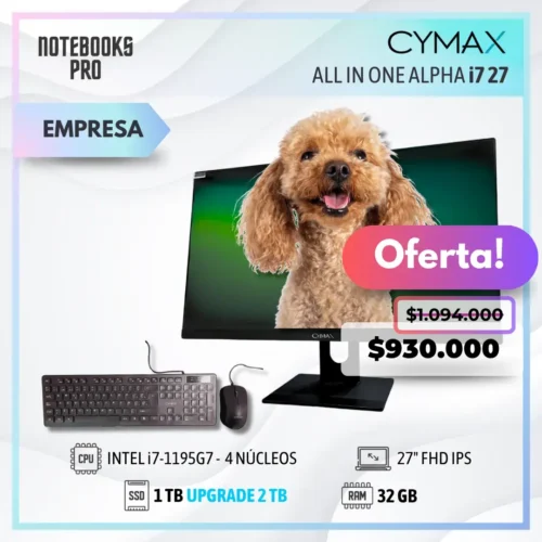 CYMAX ALPHA i7 ALL IN ONE - i7-1195G7 - SSD 512 GB - 16 GB RAM - 27" FHD IPS - 4 Núcleos