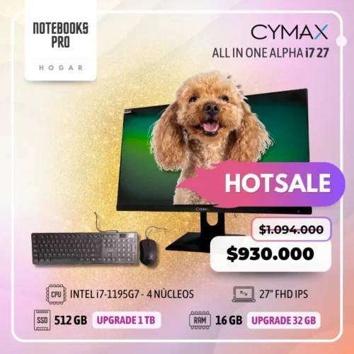 CYMAX ALPHA i7 ALL IN ONE - i7-1195G7 - SSD 512 GB - 16 GB RAM - 27" FHD IPS - 4 Núcleos