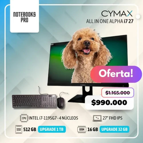 CYMAX ALPHA i7 ALL IN ONE - i7-1195G7 - SSD 512 GB - 16 GB RAM - 27" FHD IPS - 4 Núcleos