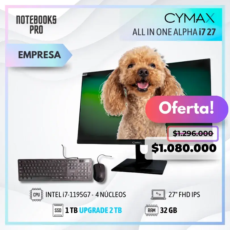 CYMAX ALPHA i7 ALL IN ONE - i7-1195G7 - SSD 1 TB - 32 GB RAM - 27" FHD IPS - 4 Núcleos