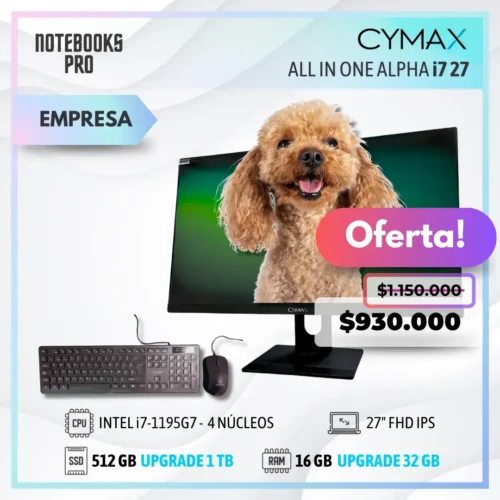 CYMAX ALPHA i7 ALL IN ONE - i7-1195G7 - SSD 512 GB - 16 GB RAM - 27" FHD IPS - 4 Núcleos