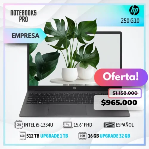 HP 250 G10 - i5-1334U - SSD 512 GB - 16 GB RAM - 15.6" FHD - Teclado Español