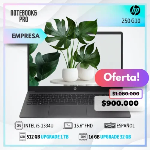 HP 250 G10 - i5-1334U - SSD 512 GB - 16 GB RAM - 15.6" FHD - Teclado Español