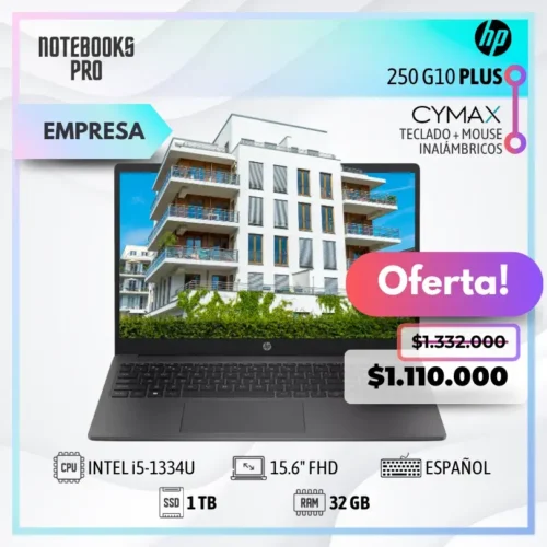 HP 250 G10 PLUS - i5-1334U - SSD 1 TB - 32 GB RAM - 15.6" FHD - Teclado Español