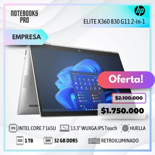 HP ELITE X360 830 G11 2-in-1 - Intel Core 7 165U - SSD 1TB - 32 GB RAM DDR5 - 13.3" WUXGA IPS Touch 360°
