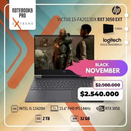 HP VICTUS 15-FA2013DX EXTREME - i5-13420H - SSD 2 TB - 32 GB RAM - 15.6" FHD IPS 144Hz - RTX 3050 - Teclado Retroiluminado - 8 Núcleos
