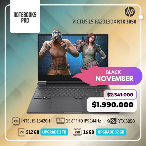 HP VICTUS 15-FA2013DX - i5-13420H - SSD 512 GB - 16 GB RAM - 15.6" FHD IPS 144Hz - RTX 3050 - Teclado Retroiluminado - 8 Núcleos