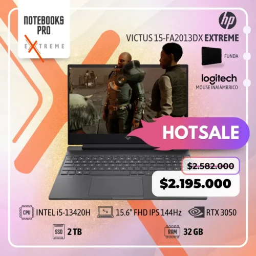 HP VICTUS 15-FA2013DX EXTREME - i5-13420H - SSD 2 TB - 32 GB RAM - 15.6" FHD IPS 144Hz - RTX 3050 - Teclado Retroiluminado - 8 Núcleos