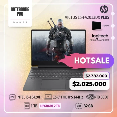 HP VICTUS 15-FA2013DX PLUS - i5-13420H - SSD 1 TB - 32 GB RAM - 15.6" FHD IPS 144Hz - RTX 3050 - Teclado Retroiluminado - 8 Núcleos