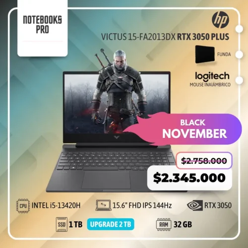 HP VICTUS 15-FA2013DX PLUS - i5-13420H - SSD 1 TB - 32 GB RAM - 15.6" FHD IPS 144Hz - RTX 3050 - Teclado Retroiluminado - 8 Núcleos