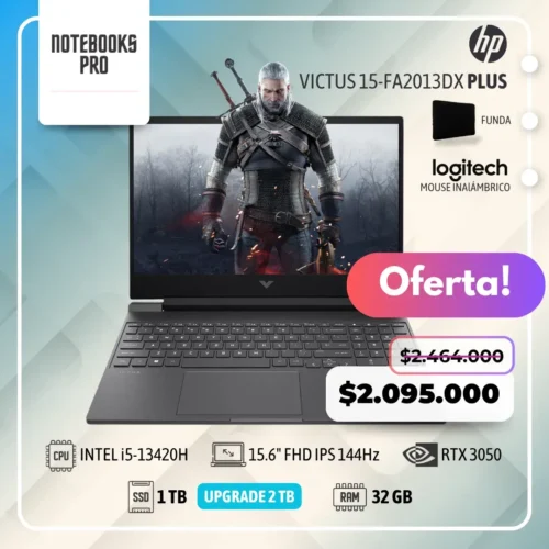 HP VICTUS 15-FA2013DX PLUS - i5-13420H - SSD 1 TB - 32 GB RAM - 15.6" FHD IPS 144Hz - RTX 3050 - Teclado Retroiluminado - 8 Núcleos