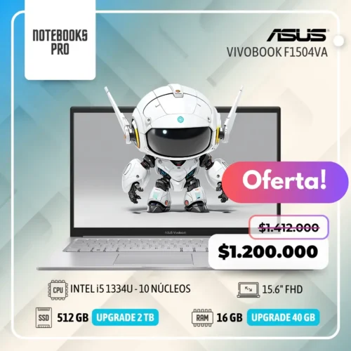 ASUS VIVOBOOK F1504VA - I5 1334U - SSD 512 - 16 GB RAM - 15.6" FHD - 10 Núcleos