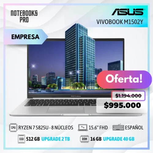 ASUS VIVOBOOK M1502Y - RYZEN 7 5825U - SSD 512 GB - 16 GB RAM - 15.6'' FHD - 8 Núcleos - Teclado español