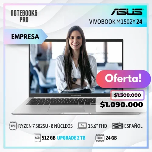 ASUS VIVOBOOK M1502Y 24 - RYZEN 7 5825U - SSD 512 GB - 24 GB RAM - 15.6'' FHD - 8 Núcleos - Teclado español