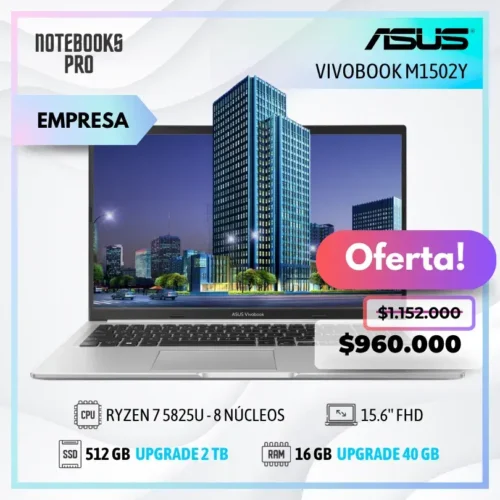 ASUS VIVOBOOK M1502Y - RYZEN 7 5825U - SSD 512 GB - 16 GB RAM - 15.6'' FHD - 8 Núcleos