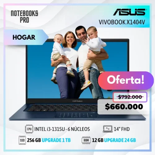 ASUS VIVOBOOK X1404V - i3-1315U - SSD 256 GB - 12 GB RAM - 14" FHD - 6 Núcleos