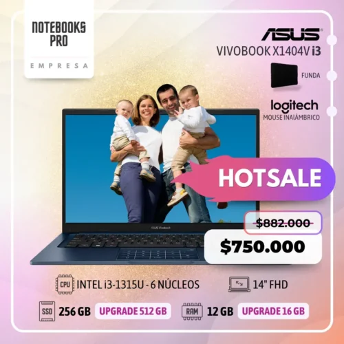 ASUS VIVOBOOK X1404V - i3-1315U - SSD 256 GB - 12 GB RAM - 14" FHD - 6 Núcleos