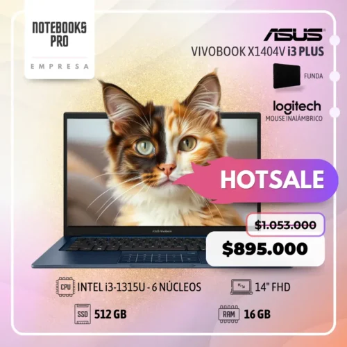 ASUS VIVOBOOK X1404V PLUS - i3-1315U - SSD 512 GB - 16 GB RAM - 14" FHD - 6 Núcleos