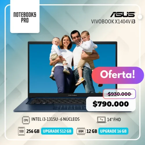 ASUS VIVOBOOK X1404V - i3-1315U - SSD 256 GB - 12 GB RAM - 14" FHD - 6 Núcleos