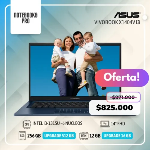 ASUS VIVOBOOK X1404V - i3-1315U - SSD 256 GB - 12 GB RAM - 14" FHD - 6 Núcleos