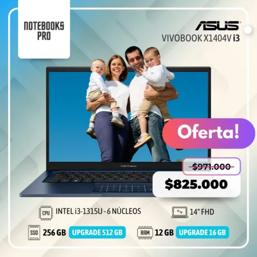 ASUS VIVOBOOK X1404V - i3-1315U - SSD 256 GB - 12 GB RAM - 14" FHD - 6 Núcleos